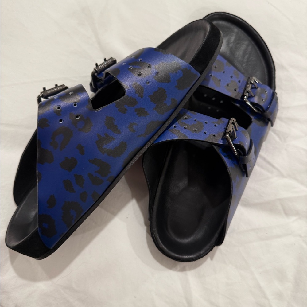 The Kooples Blue and Black Leopard Sandals (Size 41 NEW!)